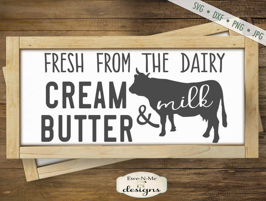 Cream Butter and Milk - Fresh Dairy - SVG
